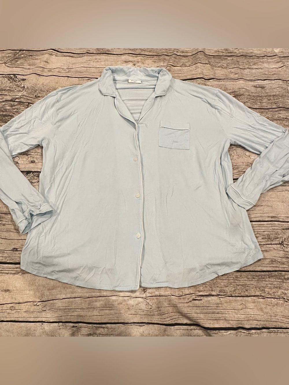 Comfrt Light Blue Modal Button-Up Night Shirt Size 2X